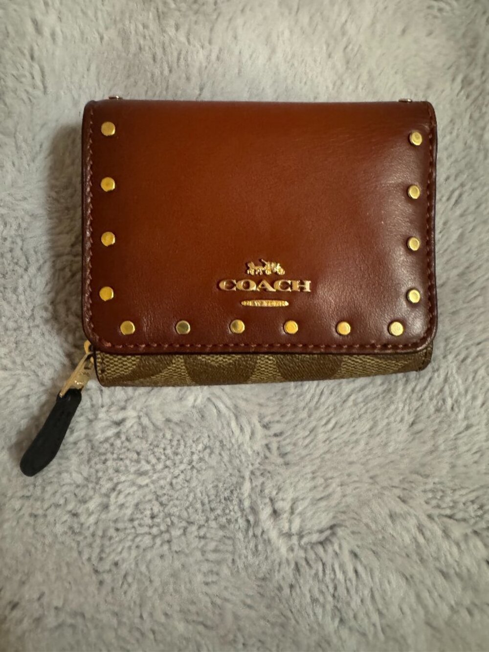 Coach Small Trifold Wallet with Rivets (Style C3323)